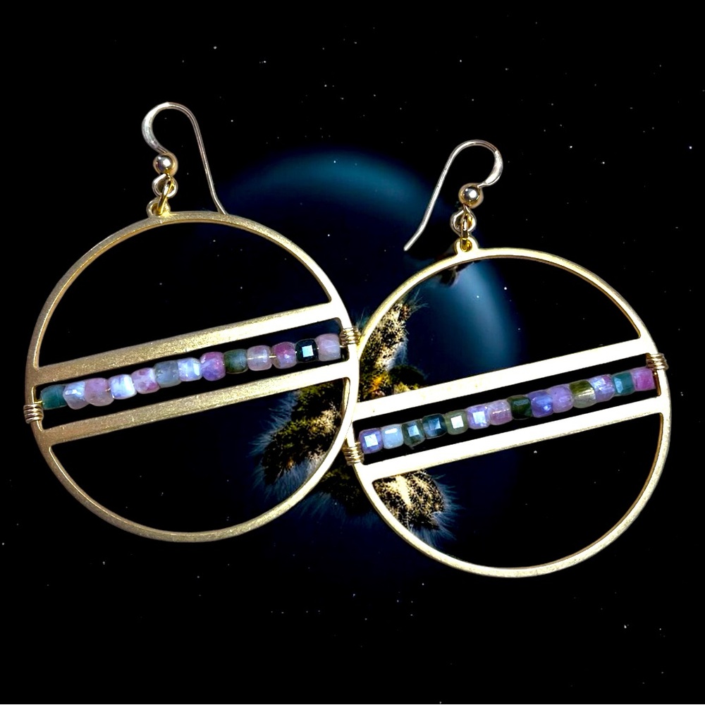 Watermelon Tourmaline Hoop Earrings